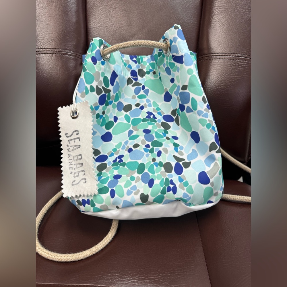 Sea Bags of Maine Sea Glass Print Convertible Bucket Bag
